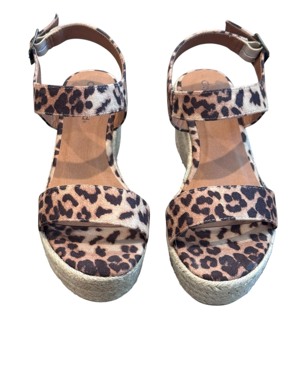 Cityclassified Leopard Print Espadrille Wedges - Brown